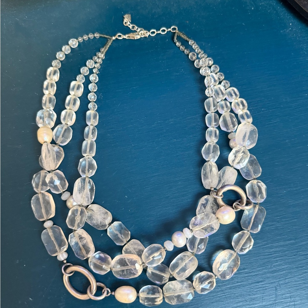 Silpada Clear Multi-Strand Beaded Necklace with Pearl Accents